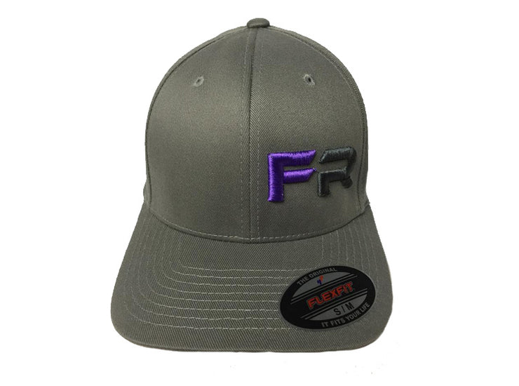 Grey Flex Fit Hat with Purple & Silver Logo